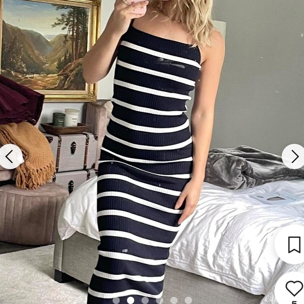 Zara Black and White Striped Body Con Dress